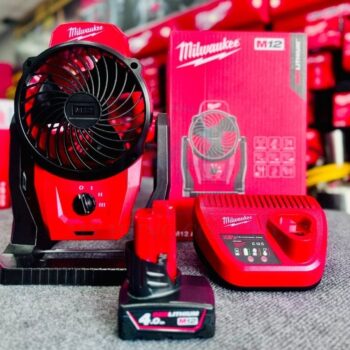 Máy quạt Milwaukee M12 AF-0 cùng pin M12 B4 và sạc C12 C
