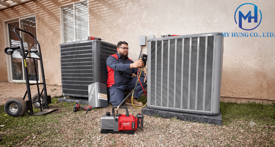 Ứng dụng máy hút chân không Milwaukee M18 FVP5-0 trong thi công HVAC