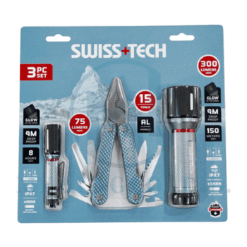 Bộ dụng cụ đa năng 15 chức năng và 2 Đèn pin cao cấp Swiss+Tech ST001256