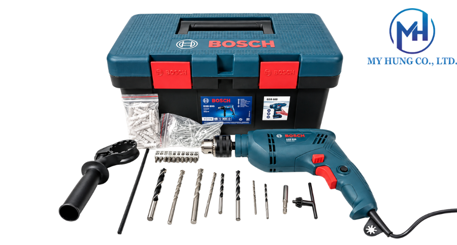 Máy khoan động lực Bosch GSB 600 (bộ hộp công cụ) công suất 600W
